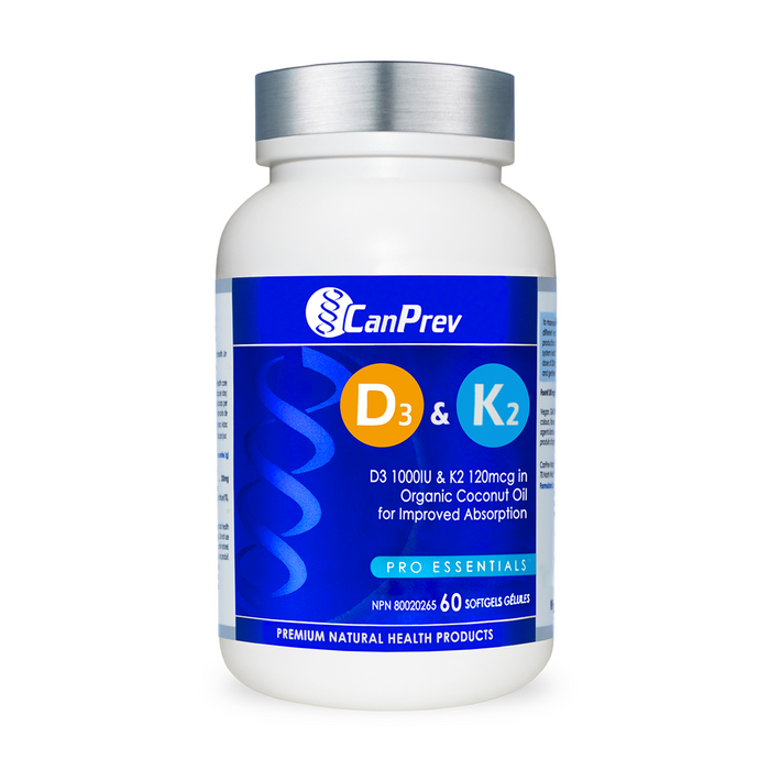 CanPrev | Vitamin D3 (1000IU) & Vitamin K2(120mcg) Softgels