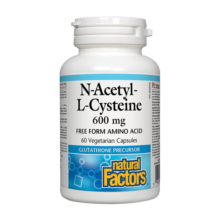 Natural Factors | N-Acetyl-L-Cysteine 600mg Free Form Amino Acid Vegetarian Capsules