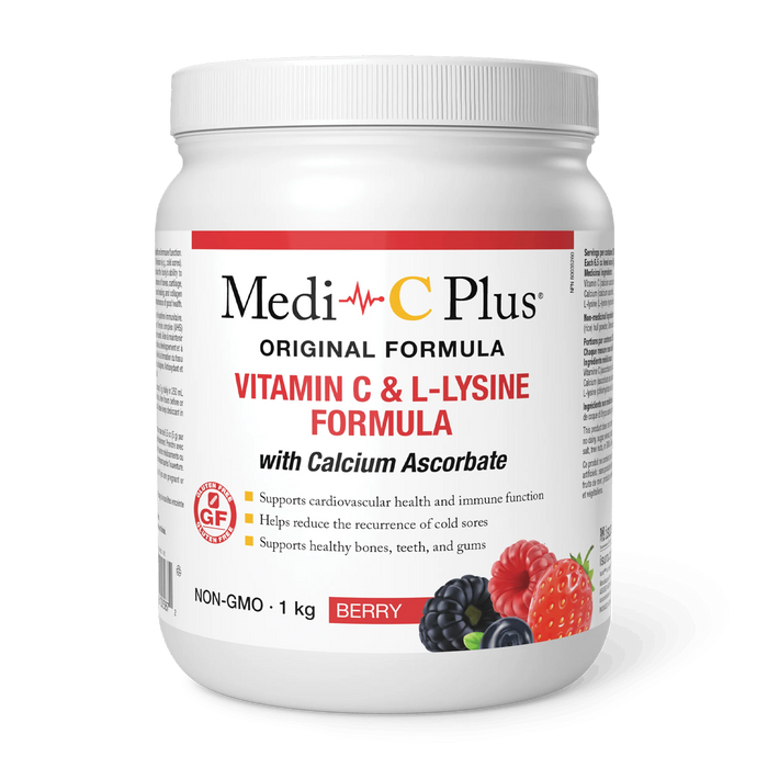 Medi-C Plus | Original Formula Vitamin C & L-Lysine With Calcium Ascorbate Berry Flavour Powder