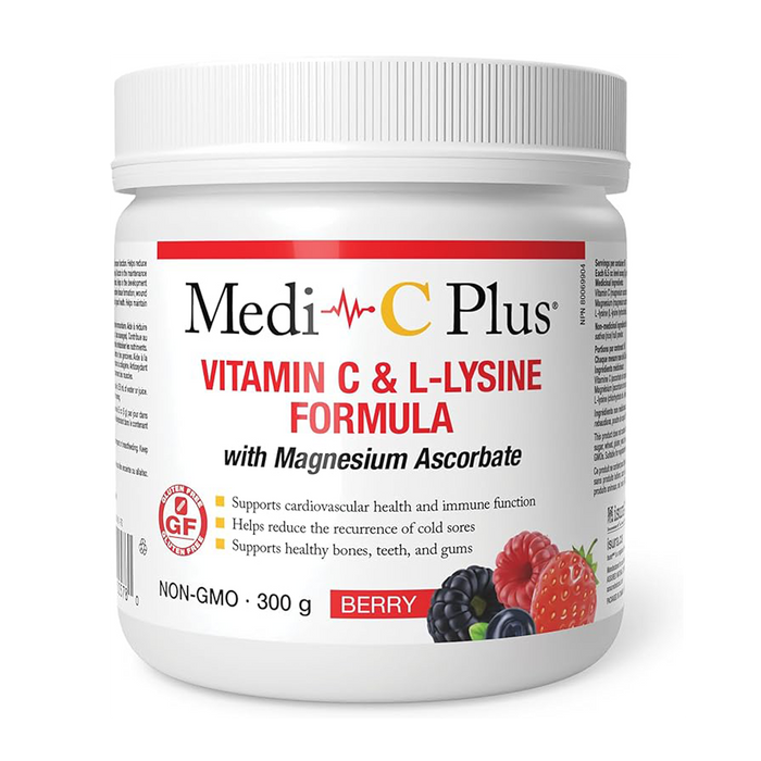 Medi-C Plus | Original Formula Vitamin C & L-Lysine With Calcium Ascorbate Berry Flavour Powder