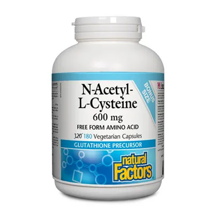 Natural Factors | N-Acetyl-L-Cysteine 600mg Free Form Amino Acid Vegetarian Capsules