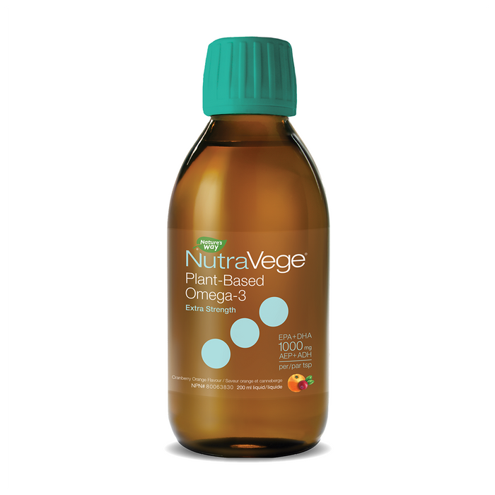Nature's Way | NutraVege Omega-3 Plant 1000mg EPA+DHA Cranberry Orange Flavour Liquid