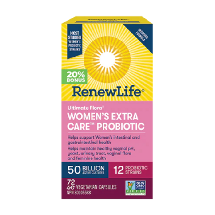 Renew Life | Ultimate Flora Women's Extra Care 50 Billion Live Cultures Probiotic Vegetarian Capsules
