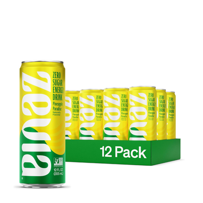 Zevia | Pineapple Paradise Energy Drink 12-Pk Case