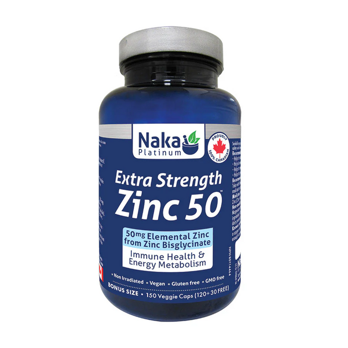 Naka Platinum | Extra Strength 50mg Zinc Bisglycinate Vegetarian Capsules